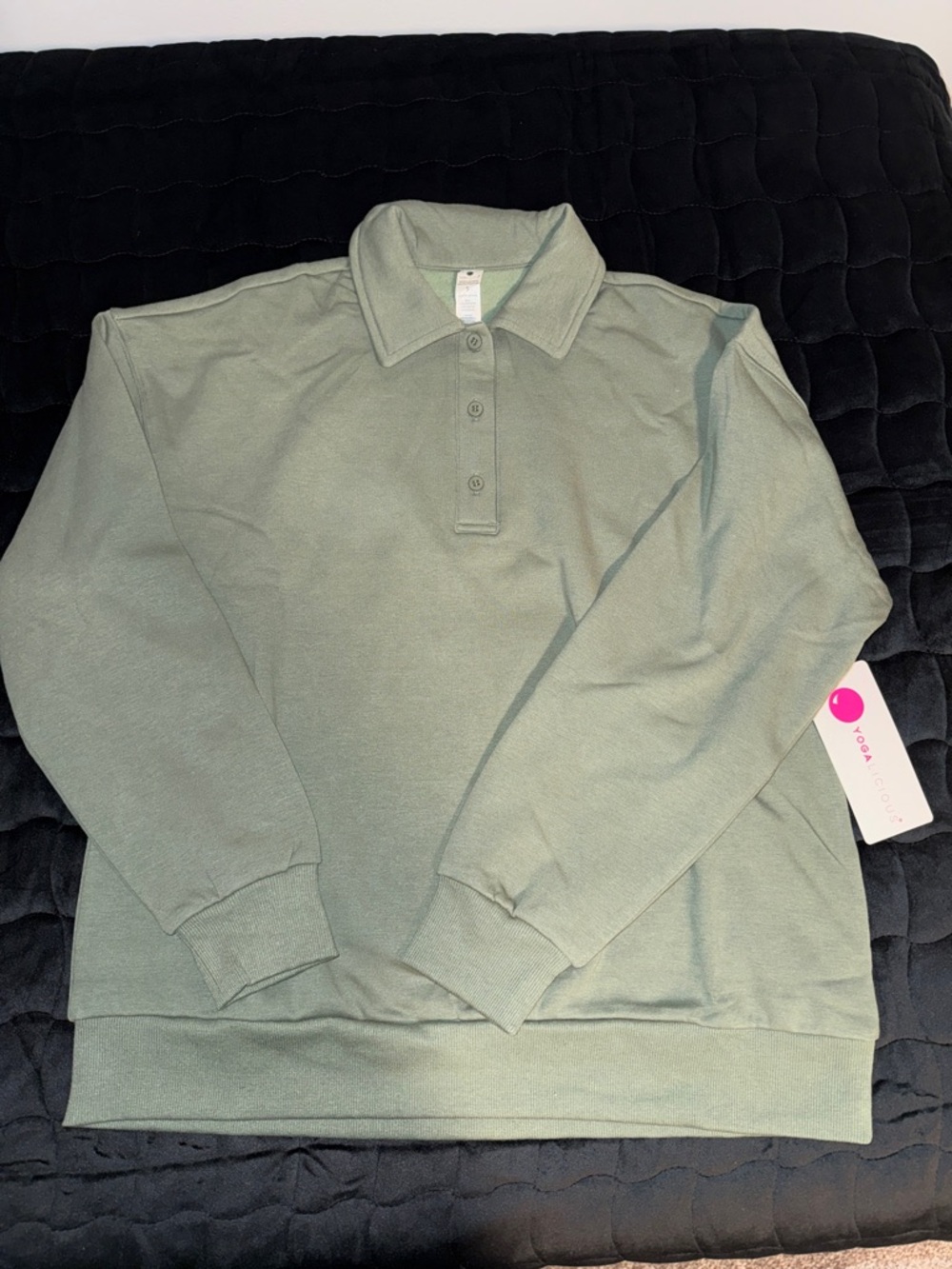 NWT! Yogalicious Cloud Plush Grove Cozy Polo Sweatshirt